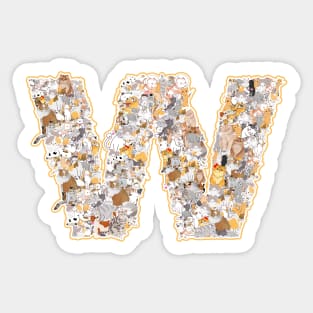 cat letter W (the cat forms the letter W) Sticker